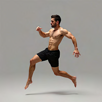 A figure jumping in the air, generated by UniWorld