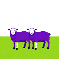 Two stylized purple sheep generated by Z-Image