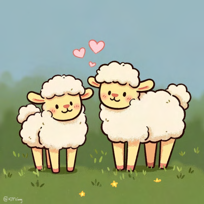 Two cartoon sheep generated by In-Context LoRA