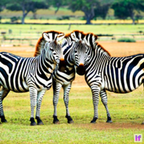 Three zebras generated by DeepFloyd IF-I-XL