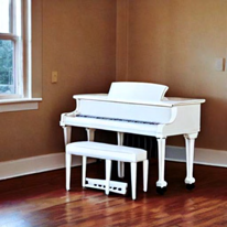 White piano generated by Stable Diffusion 1.5